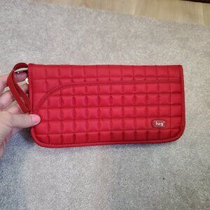 LUG Tango Quilted Wristlet Passport Holder Wallet Zip Travel Multi-Card RFID Red